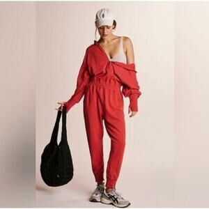 NWT Free People Movement Training Day Jumpsuit Heather Red Size Small